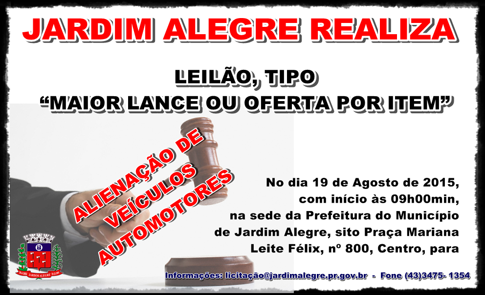 JARDIM ALEGRE REALIZA LEILÃO DE VEÍCULOS